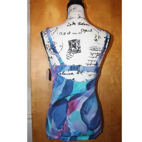 Athleta Square Neck Bra Cup Underwire Malibu Palm Print Tankini TOP 32D/… - Picture 7 of 14